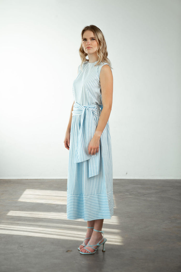Yarrow Big Bow Skirt Blue Striped