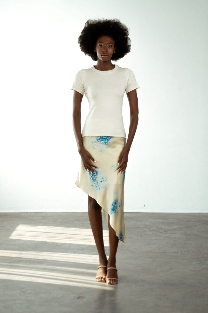 Short Sleeve Crew Neck Sweater Ivory