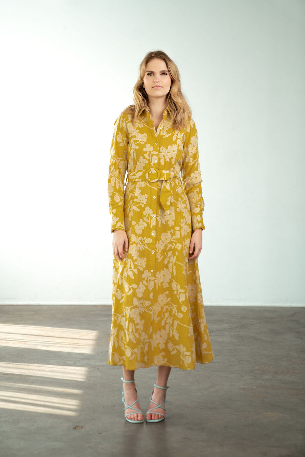 Princess Seam Long Sleeve Dress Yellow Crosstitch