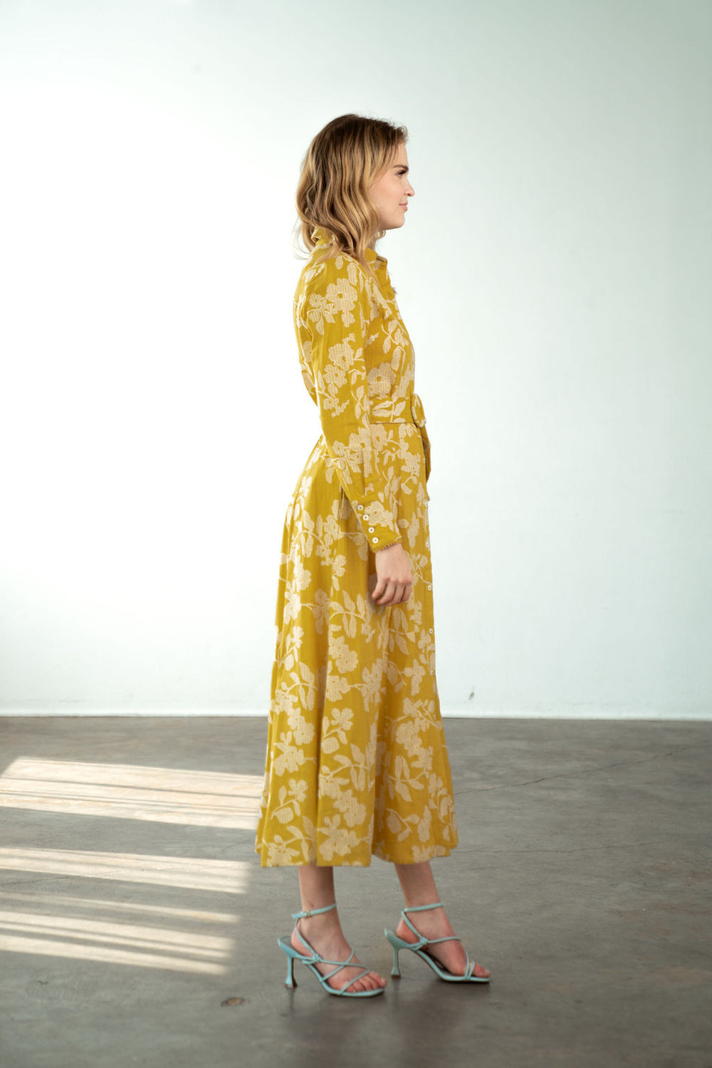 Princess Seam Long Sleeve Dress Yellow Crosstitch