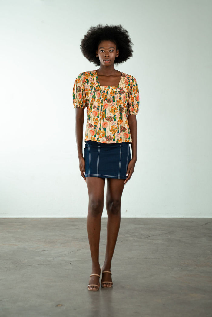 Square Neck Top Pink Lily