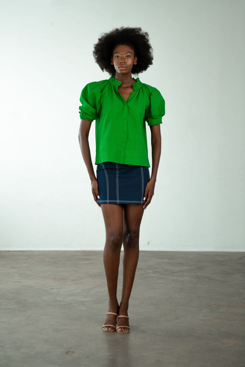 Elastic Collar Top Kelly Green