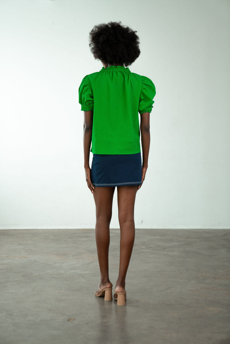 Elastic Collar Top Kelly Green