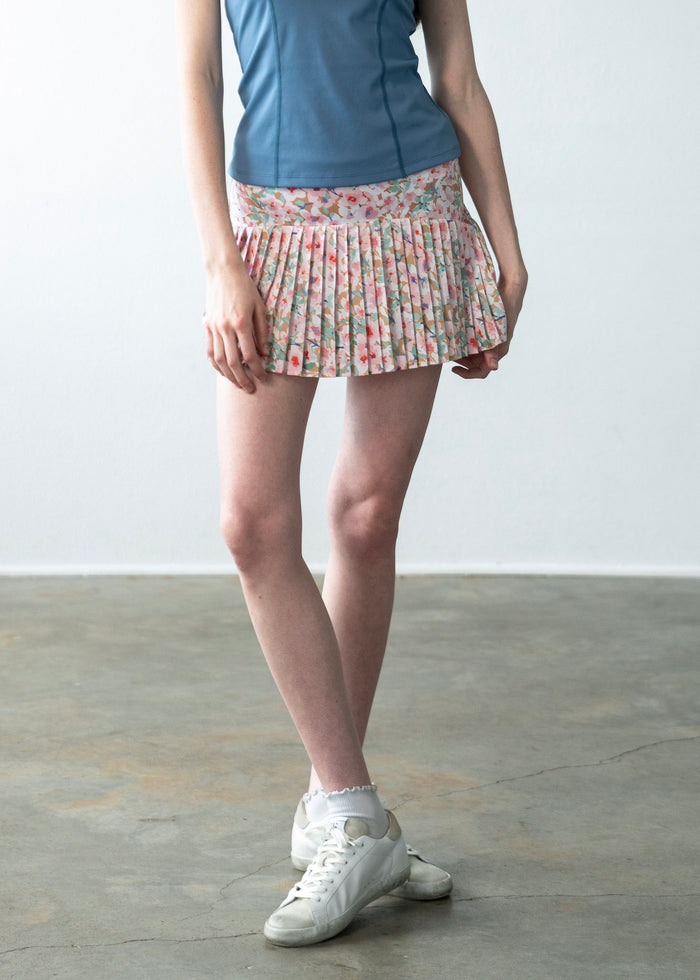 Cora Pleated Skirt Pink Floral