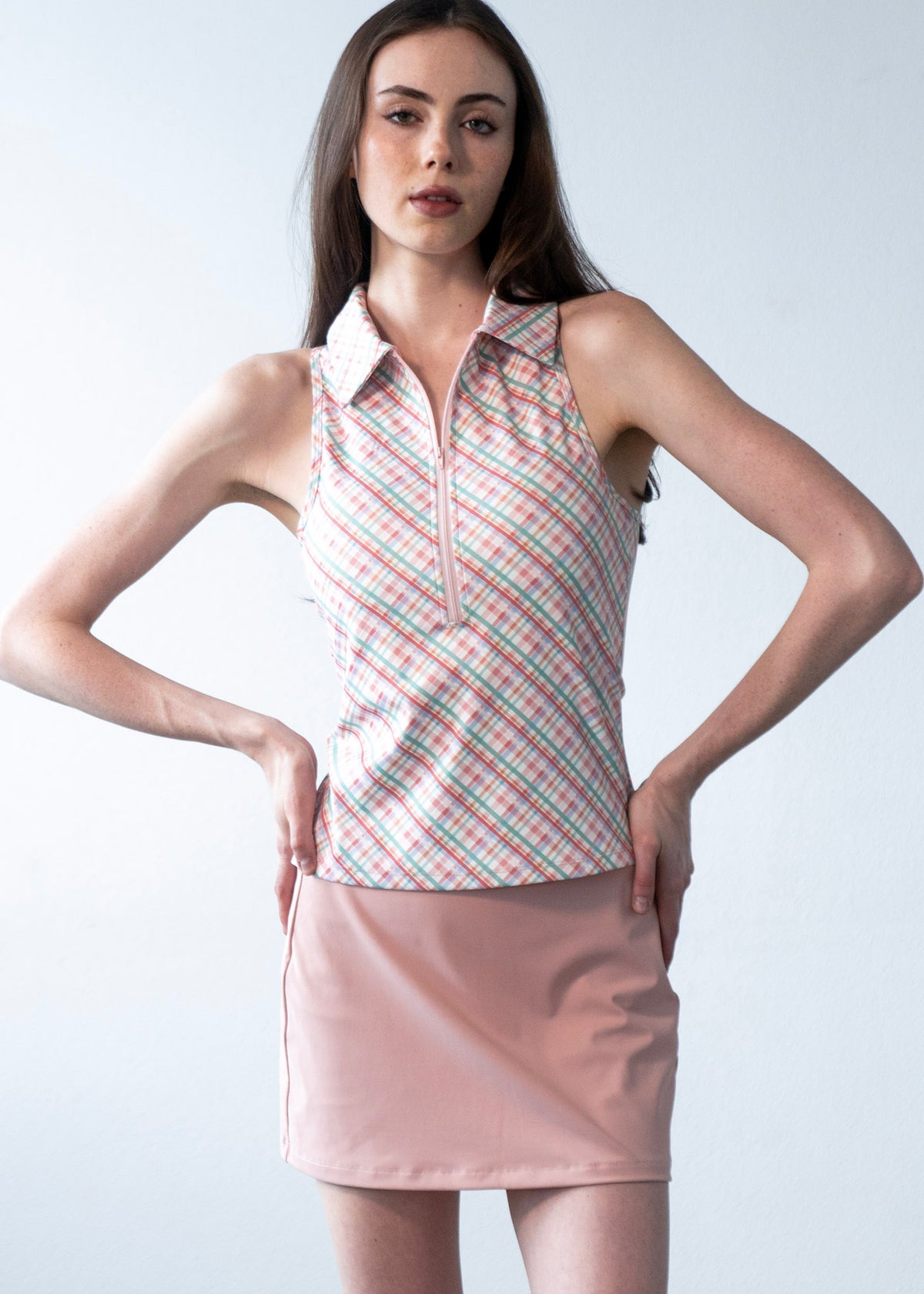 Stella Zip Top Pink Plaid