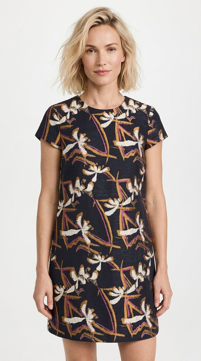 Jewel Neck Dress Kyoto Jacquard