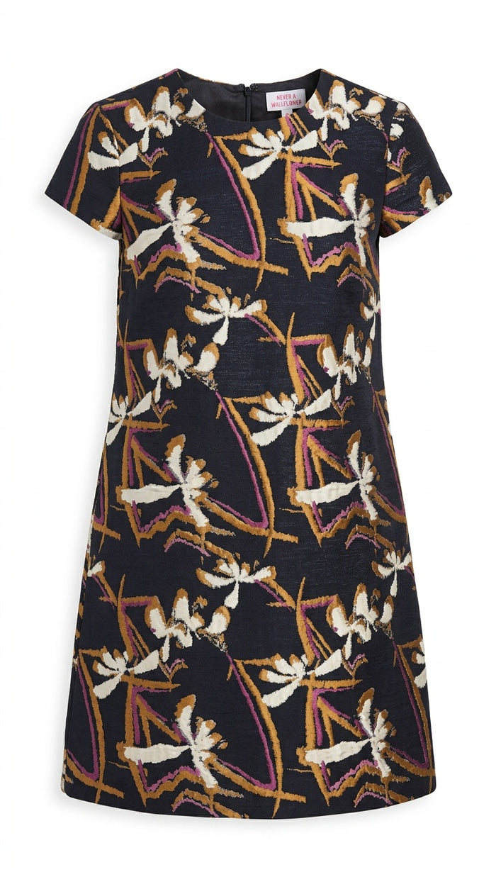 Jewel Neck Dress Kyoto Jacquard