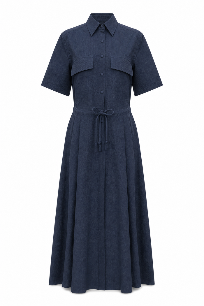 Kelli Maxi Dress Navy Seersucker