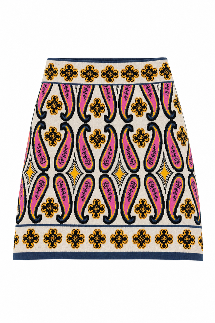 Monaco Knit Skirt Paisley Jacquard
