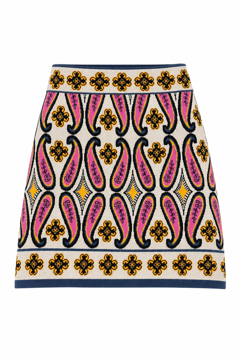 Monaco Knit Skirt Paisley Jacquard