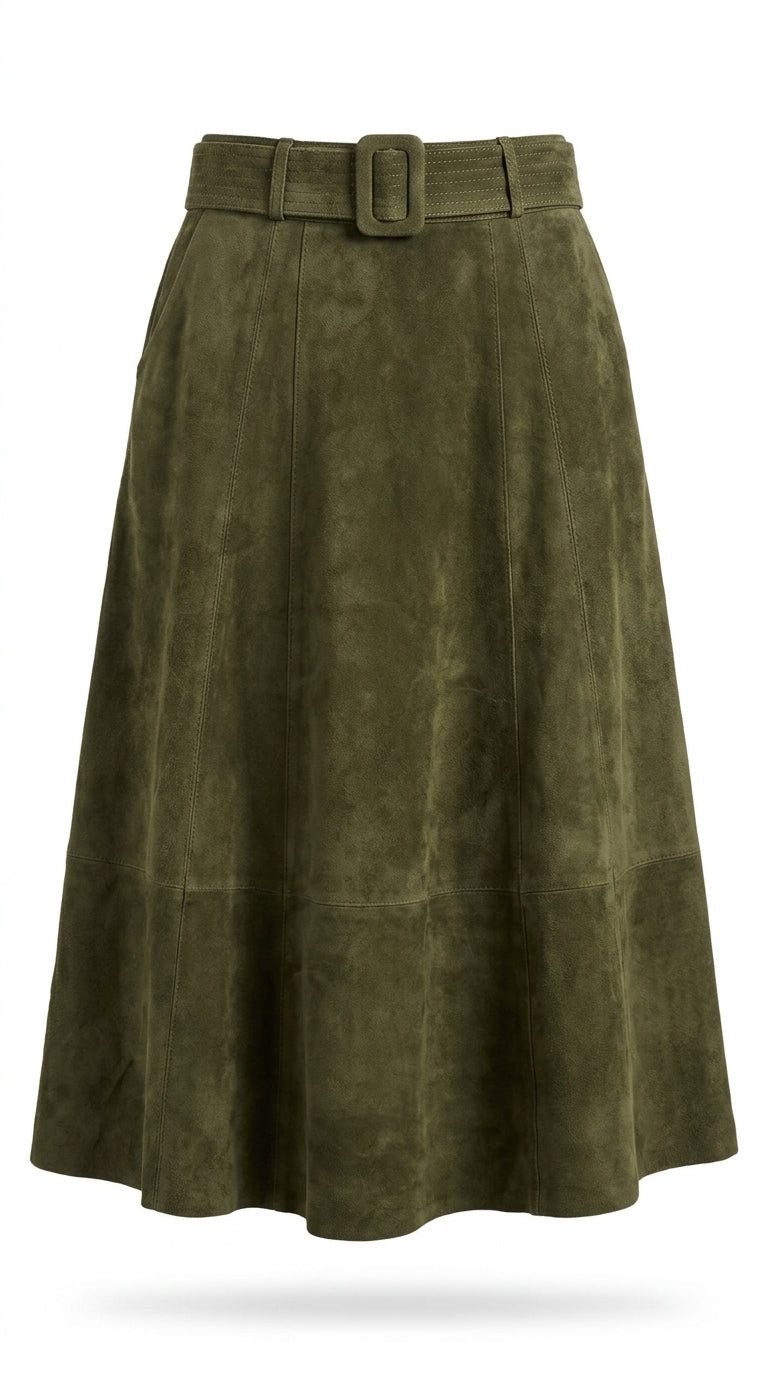 Kristin Skirt Moss Suede