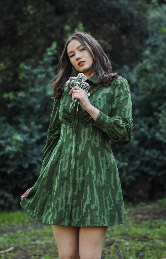 Grenadine Short Dress Moss