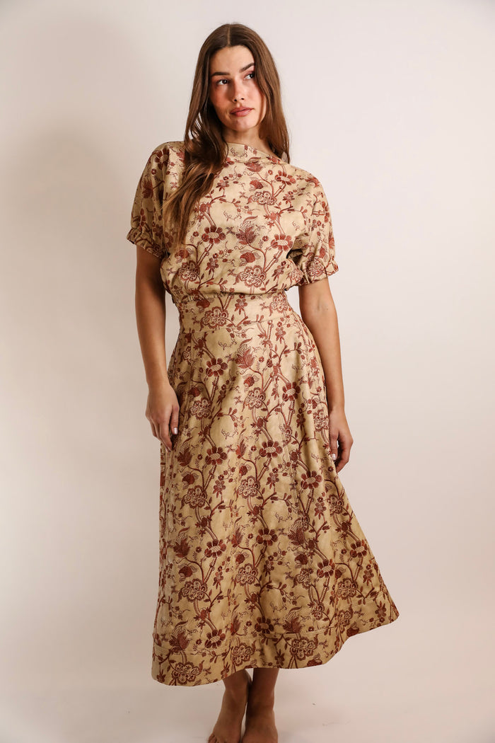Circle Skirt Embroidered Faux Leather