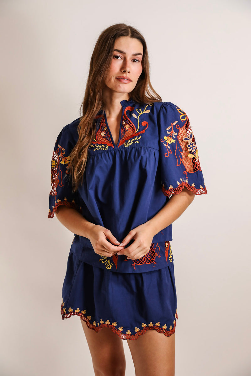 Lyon High Neck Top Celeste