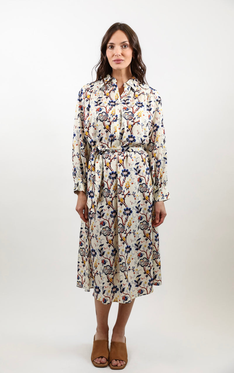 Drop Shoulder Dress Ivory Chintz
