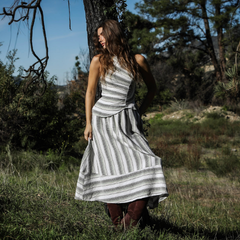 Solstice One Shoulder Dress Green Striped
