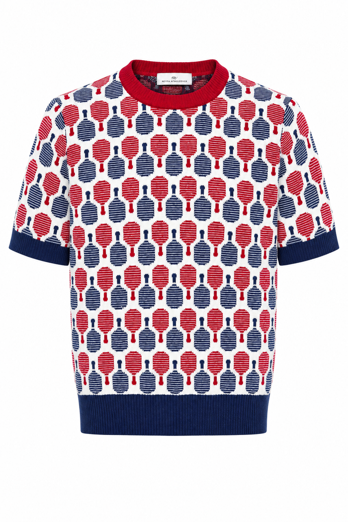 Short Sleeve Crew Neck Sweater Pickleball Racquets