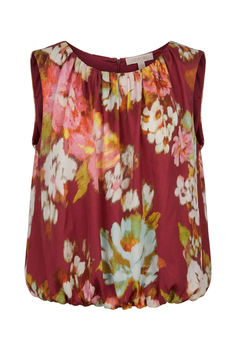 Pleated Top Red Floral