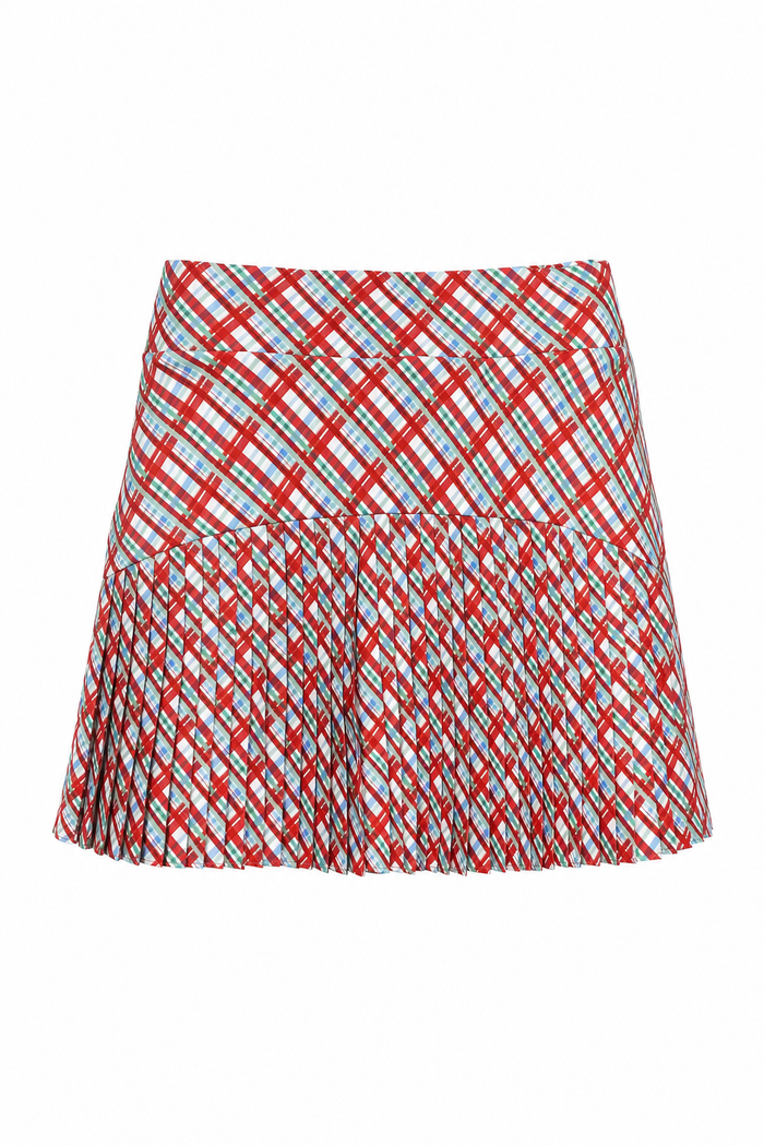 Pleated Skirt Red Plaid