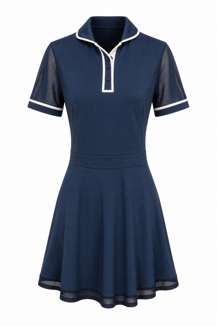 Henley Button Dress Navy
