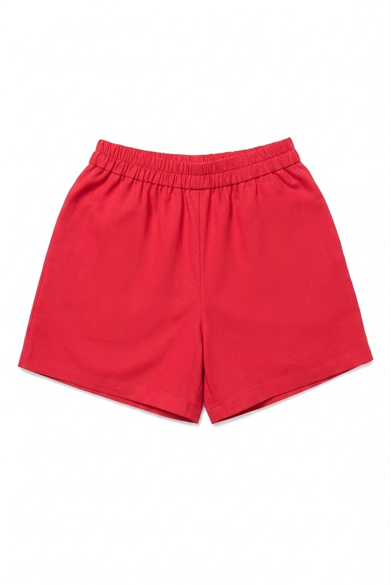 Pull On Shorts Red Woven