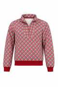 1/2 Zip Sweatshirt Red Plaid