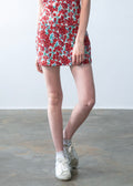 Straight Skirt Red Floral
