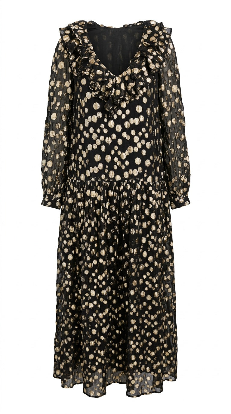 Rachel V-Neck Maxi Metallic Dot
