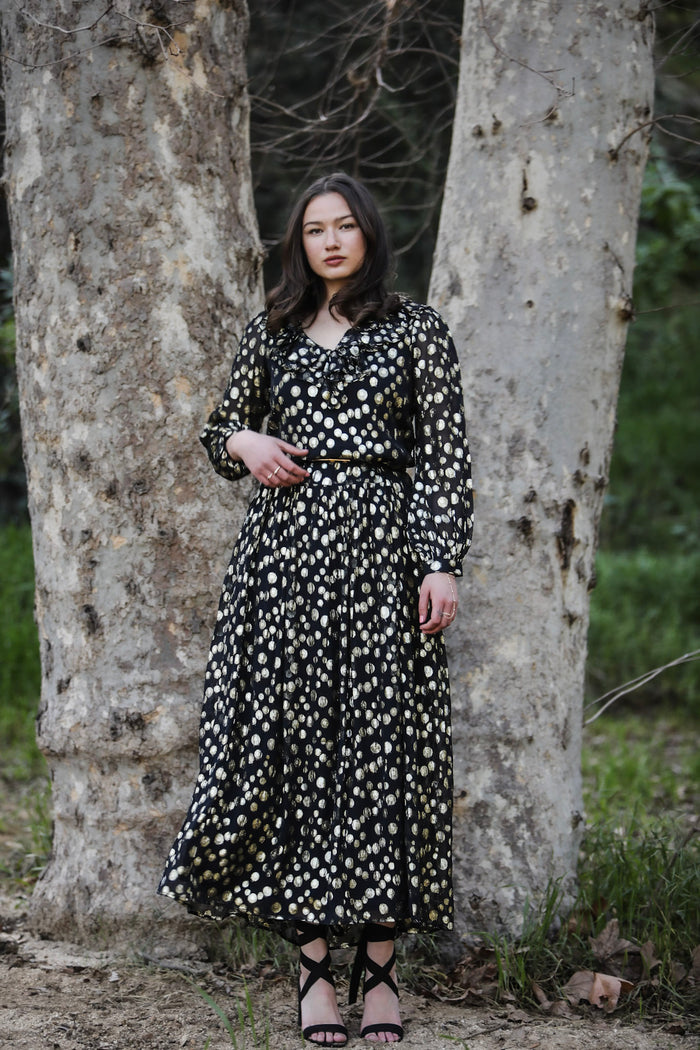 Rachel V-Neck Maxi Metallic Dot