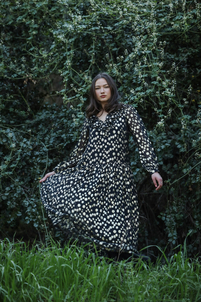 Rachel V-Neck Maxi Metallic Dot