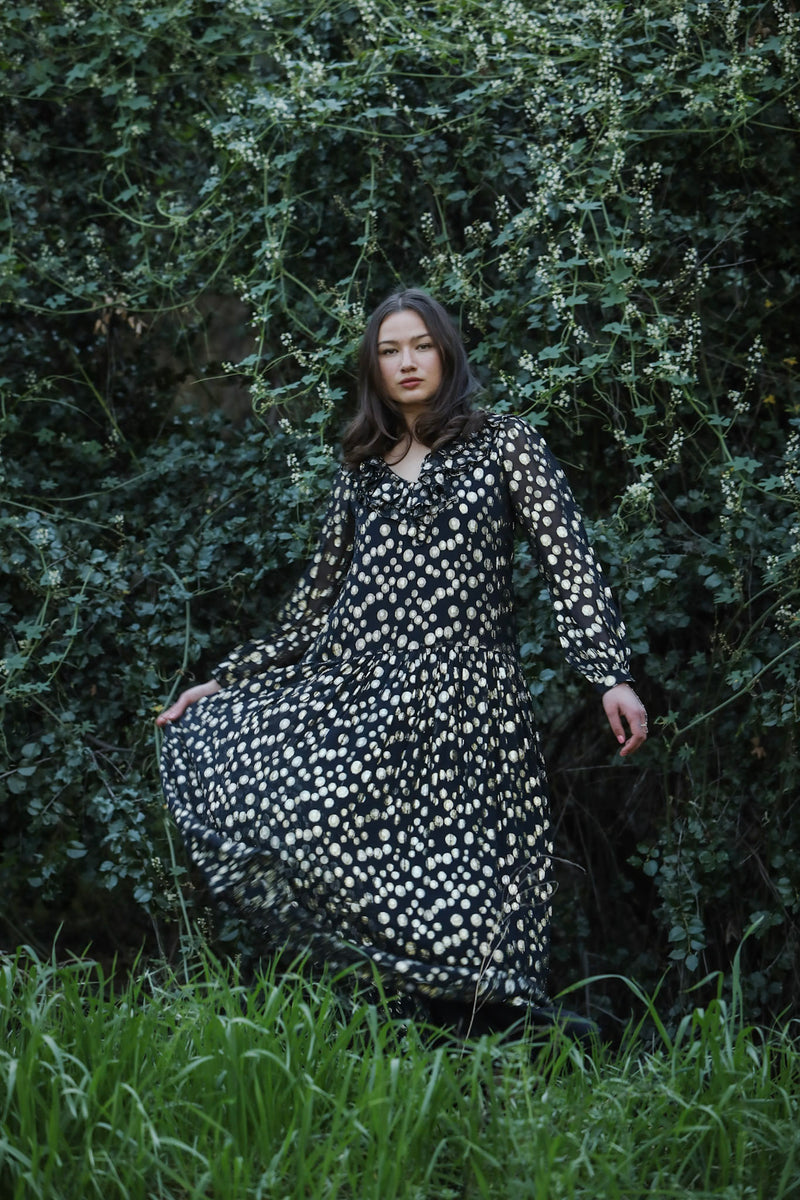Rachel V-Neck Maxi Metallic Dot