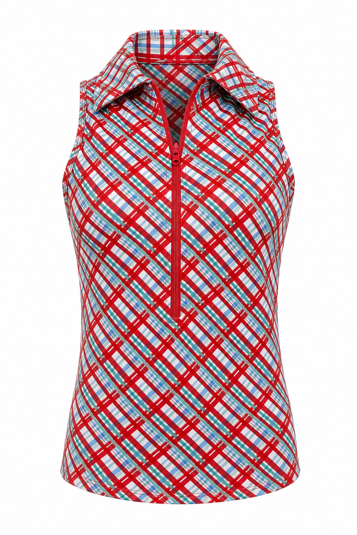 Stella Zip Top Red Plaid