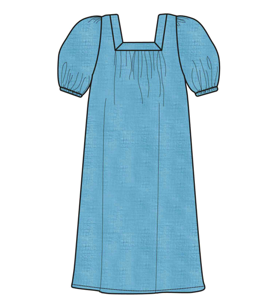 Square Neck Maxi Dress - Aqua Blue