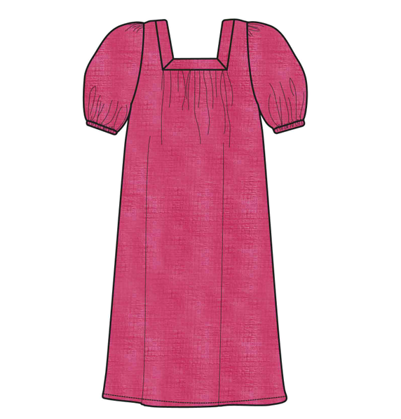 Square Neck Maxi Dress - Knockout Pink