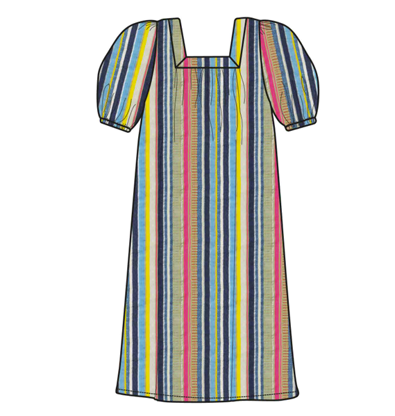 Square Neck Maxi Dress - Summer Stripe