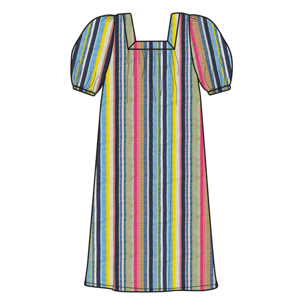 Never A Wallflower | Square Neck Maxi Dress - Summer Stripe