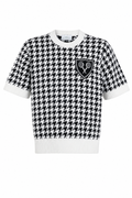 Short Sleeve Crew Neck Sweater Golf Houndstooth
