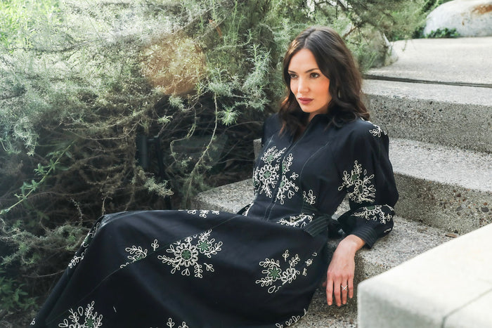 Sarah Maxi Dress Black Crewel