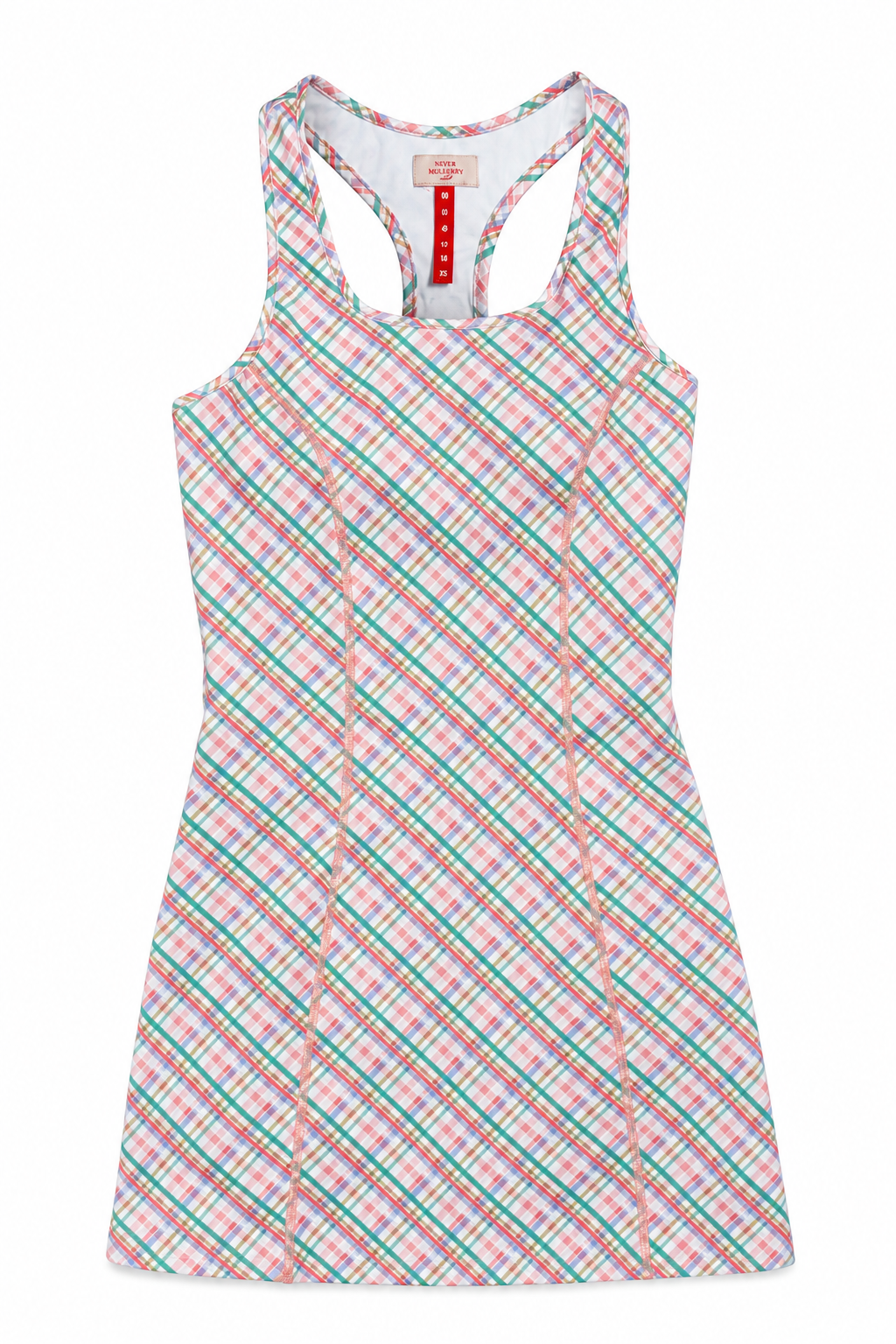 Scoop Neck Dress Pink Plaid