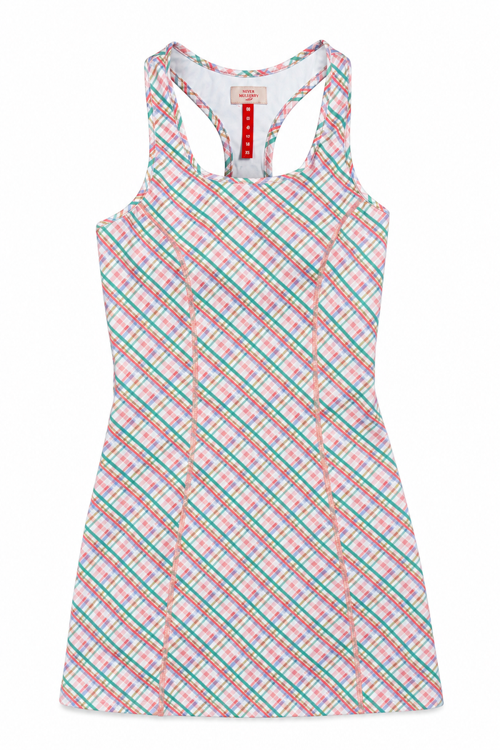 Scoop Neck Dress Pink Plaid