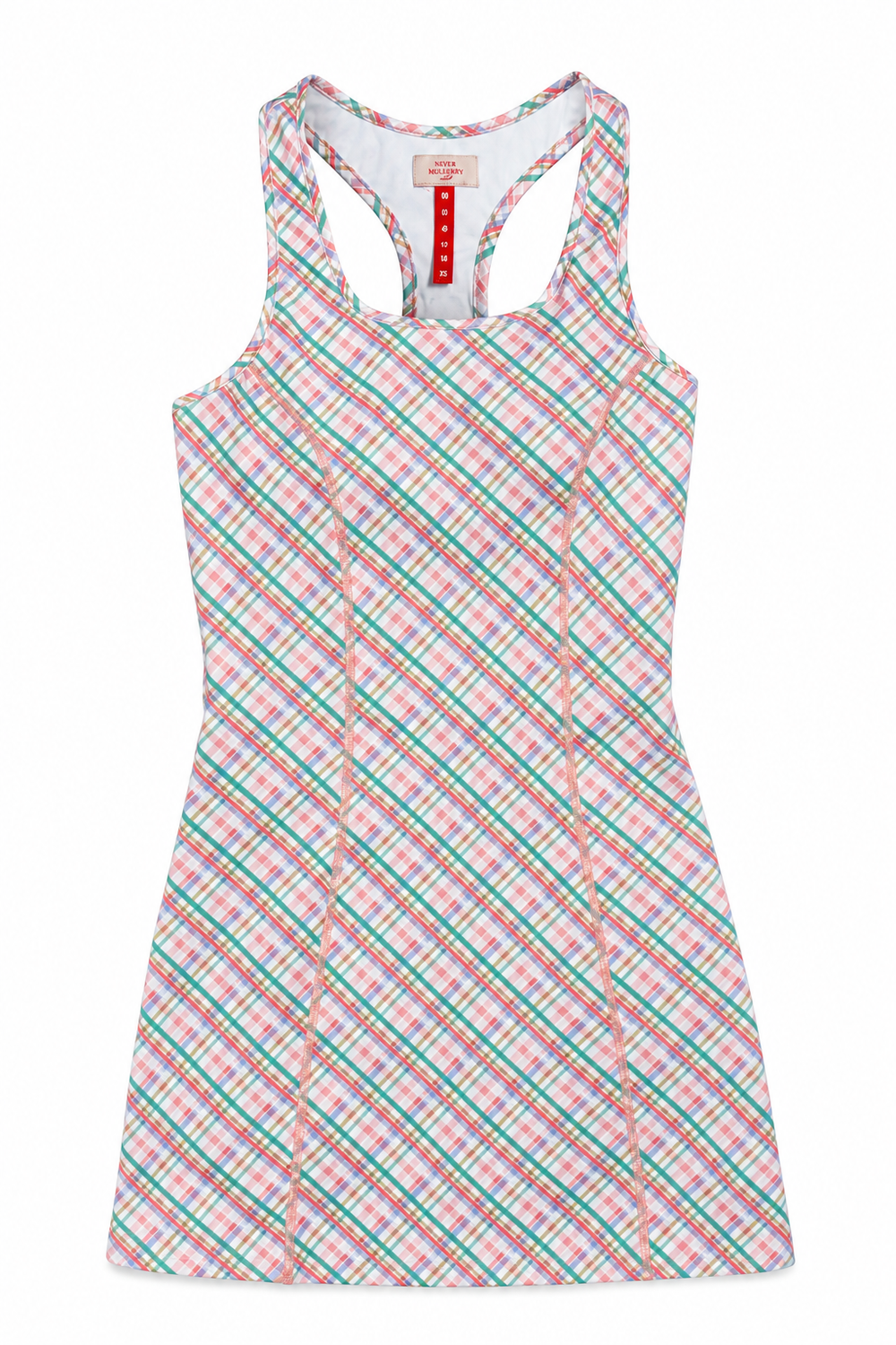 Scoop Neck Dress Pink Plaid