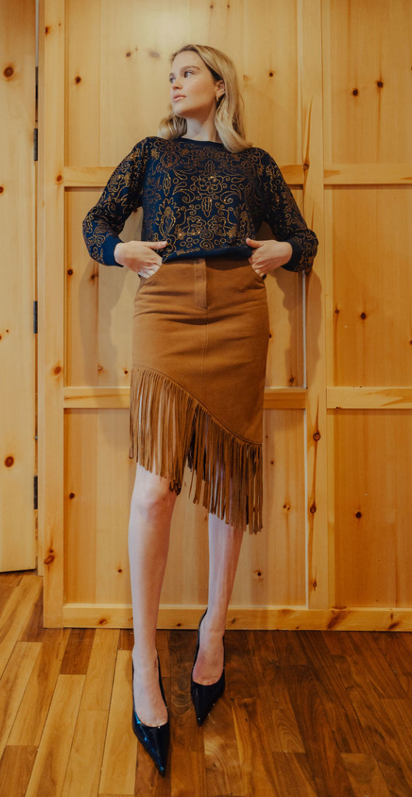 Leather Fringe Skirt