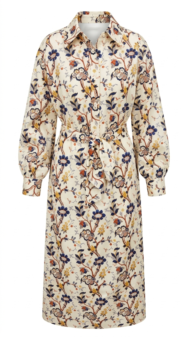 Drop Shoulder Dress Ivory Chintz