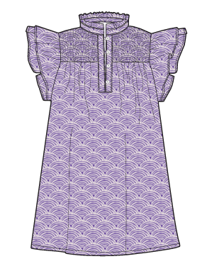 Smocked Short Dress Purple Swirl