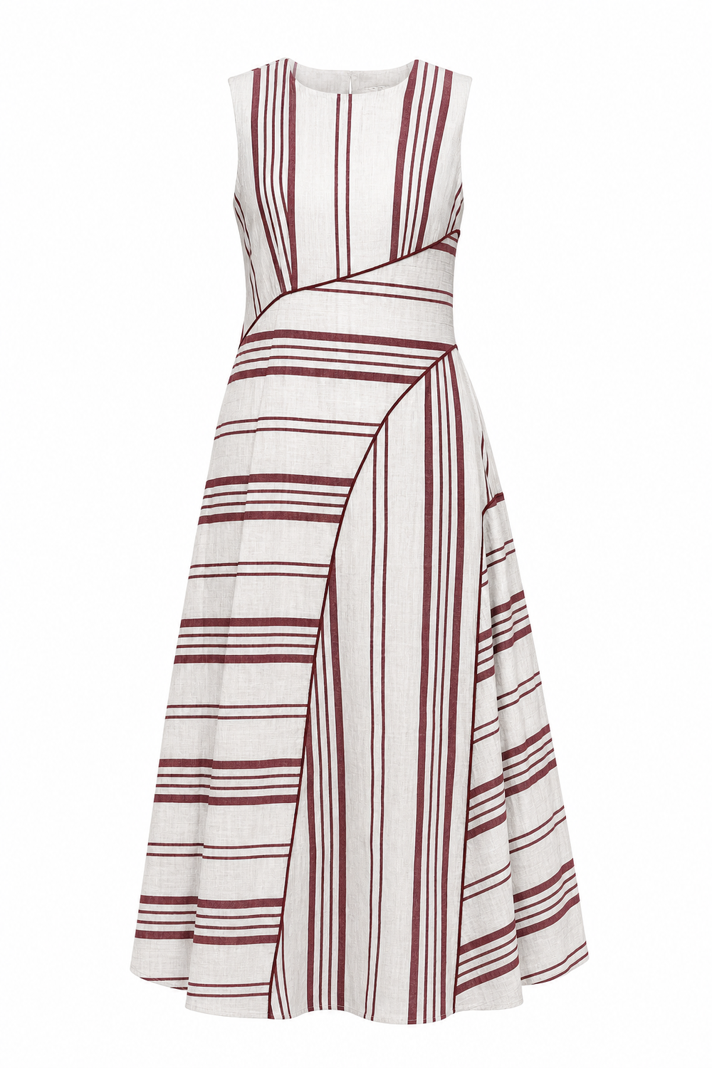 Solstice Bias Cut Dress Brick Striped