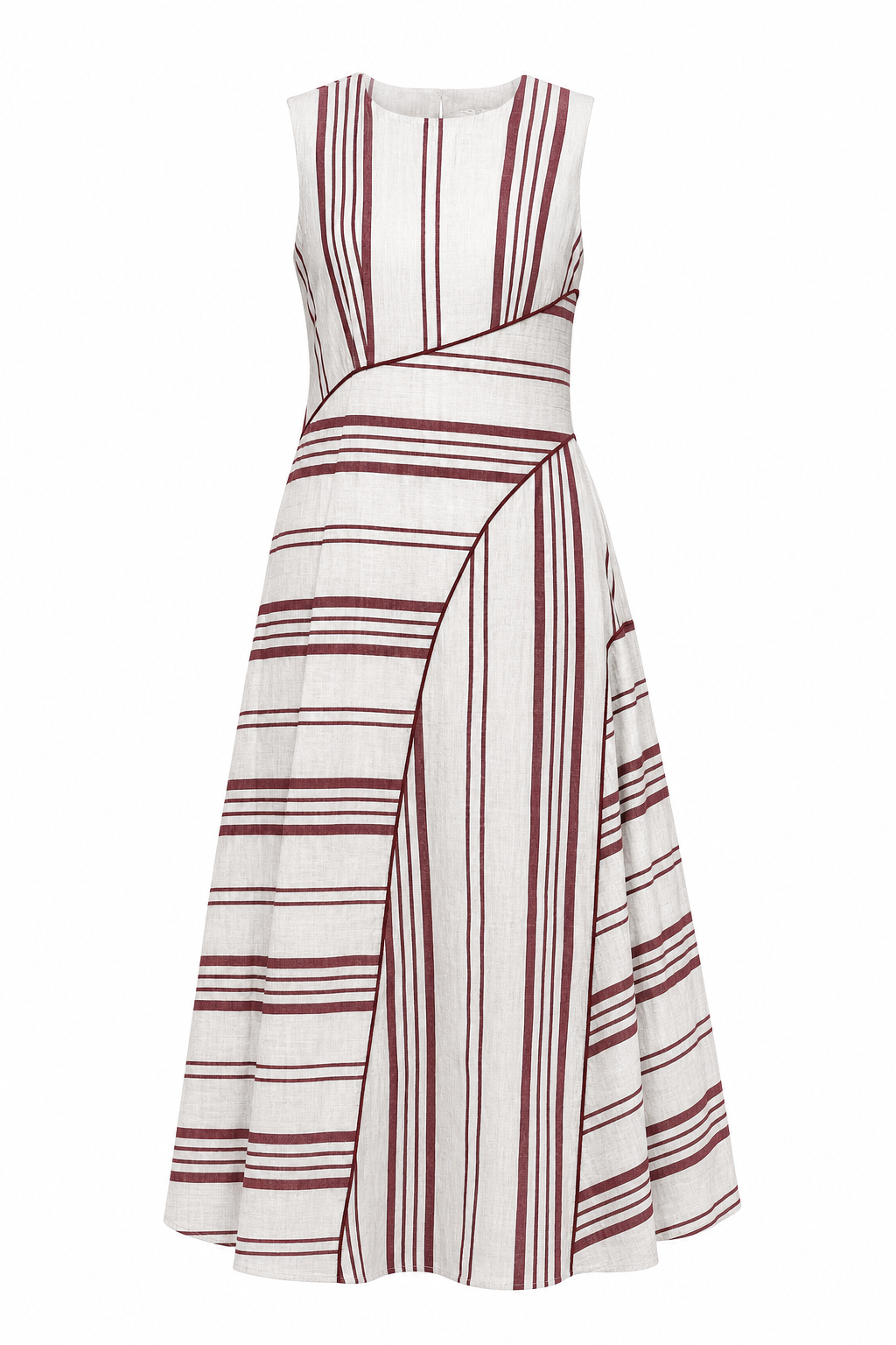 Solstice Bias Cut Dress Brick Striped Red / S