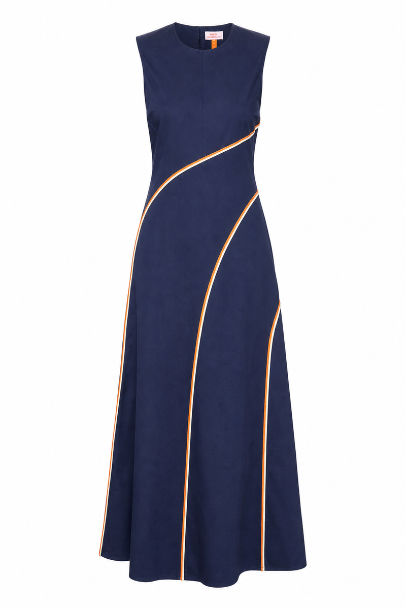 Solstice Bias Cut Dress Navy
