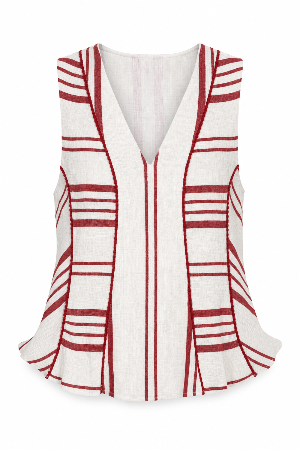 Solstice V-Neck Top Brick Striped