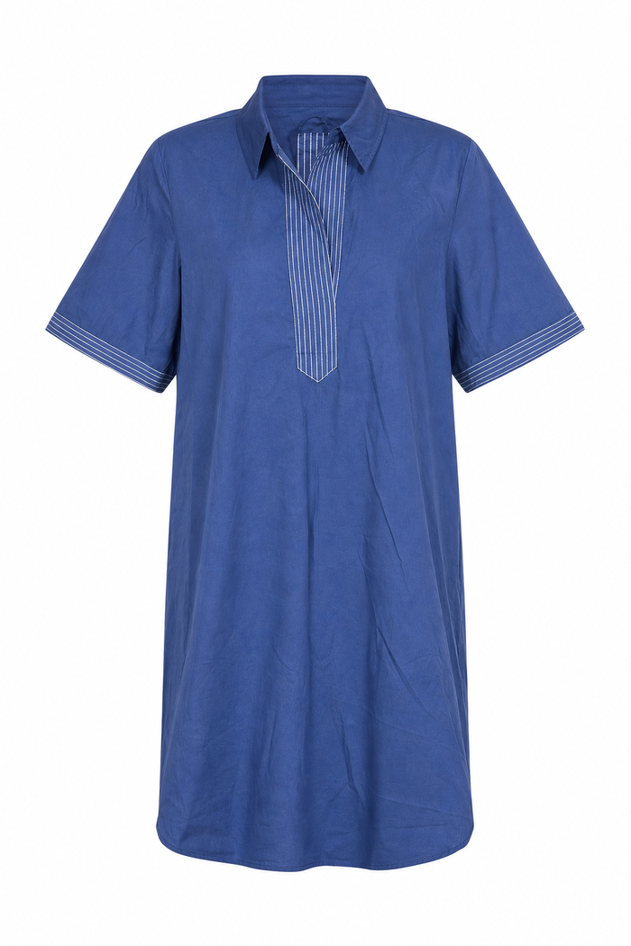 Split Neck Dress Navy