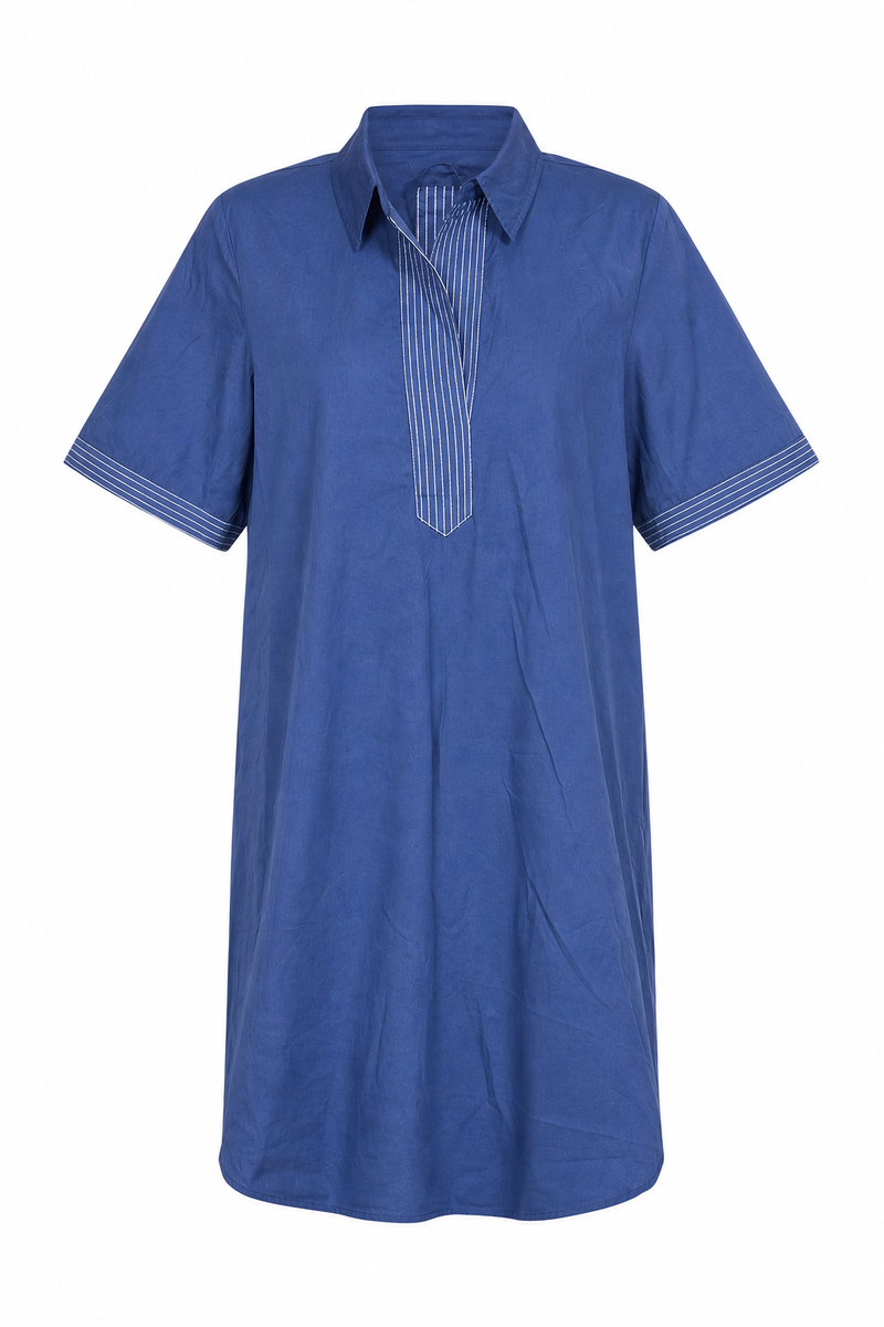 Split Neck Dress Navy